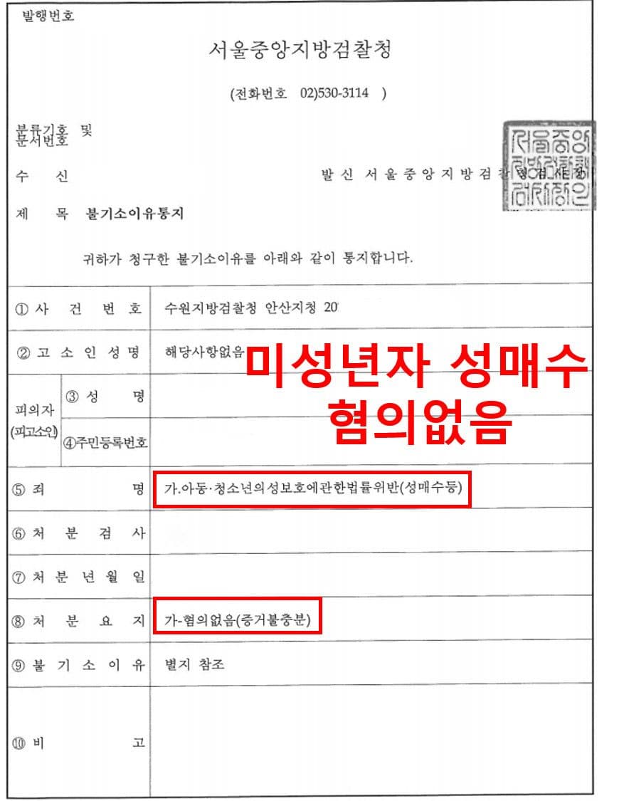 판결문·처분 결과 문서 (개인정보 마스킹)
