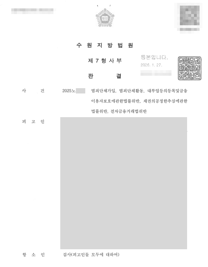 범죄단체에 가입해 장기간 활동한 의뢰인, 검사항소 기각으로 집행유예 유지