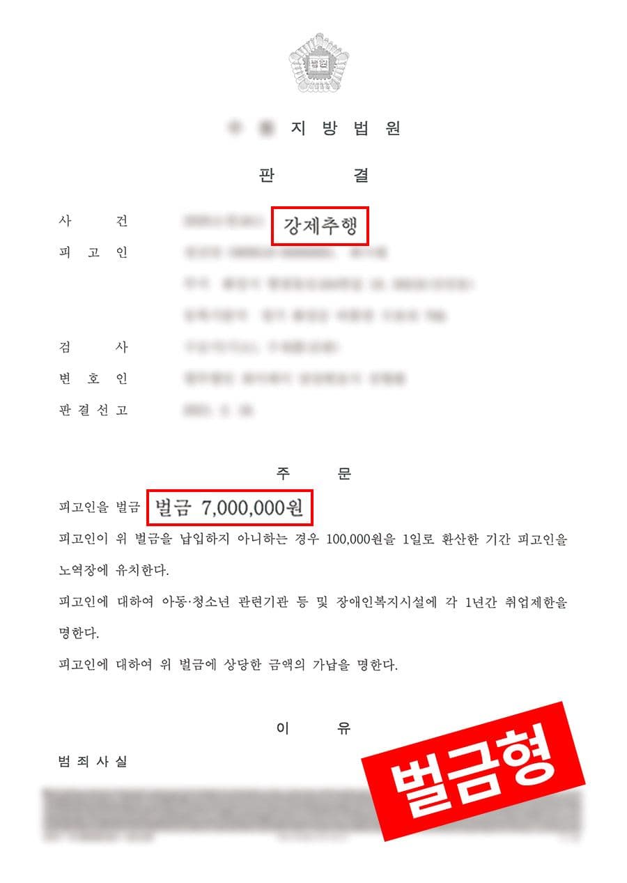 판결문·처분 결과 문서 (개인정보 마스킹)