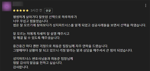 고소대리 형사사건 법무법인(유한) 성지 파트너스 구글 후기